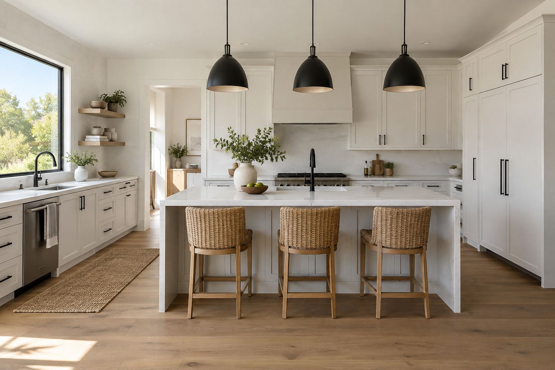 A bright new-construction kitchen
